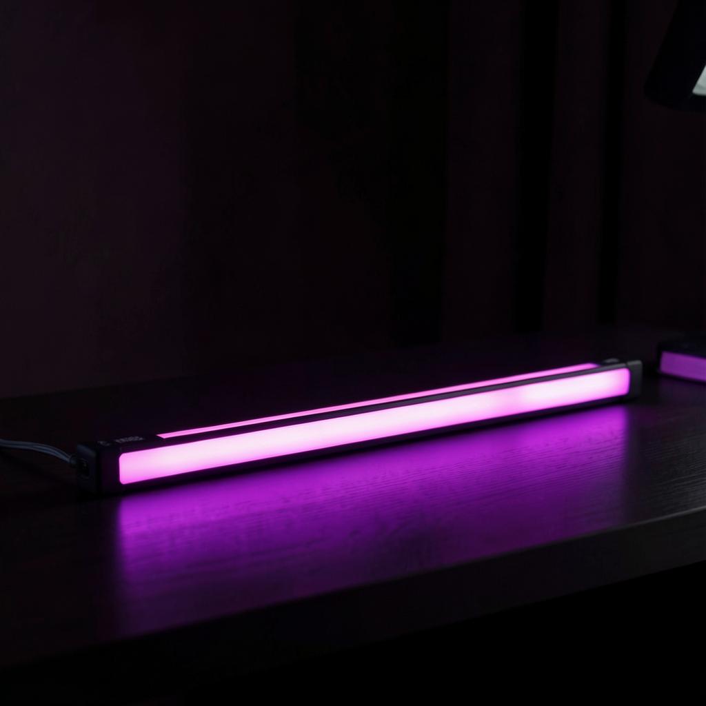 NOVA RGB Desk Bar in Magenta violet — Colour along the whole desk